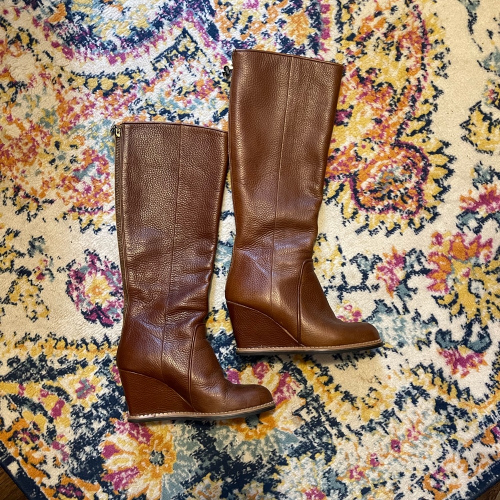 Kate Spade tall leather wedge boots!